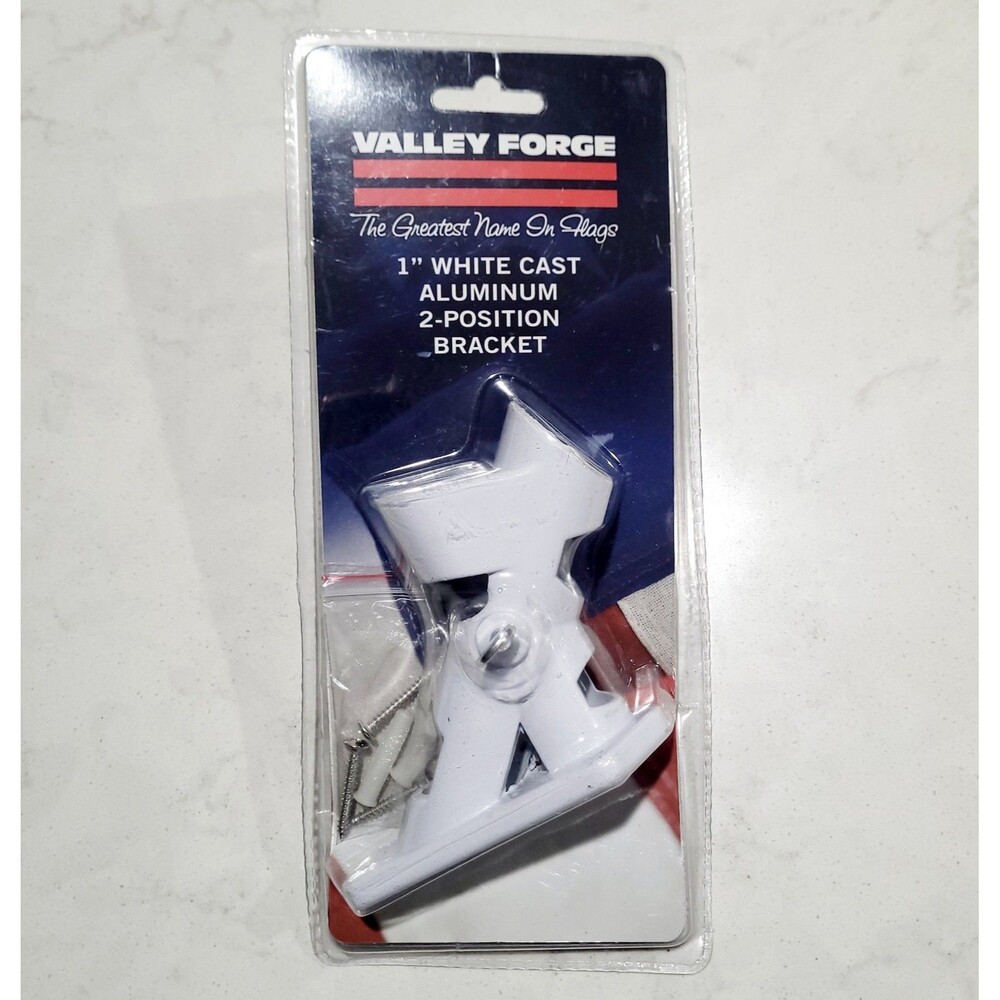 VALLEY FORGE 60752 up to 1" Flag Pole Bracket White Cast Aluminum 2 Position NEW